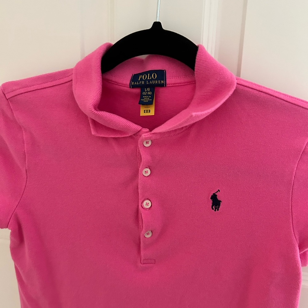 Ralph Lauren Bright Pink Polo with Navy Logo